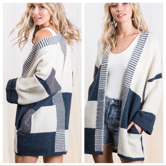 ShopEvelynne Sweaters - Boho Chic Color Block Knit Gorgeous Cardigan